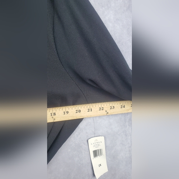 LAUREN RALPH LAUREN BLACK COTTON DRESS WITH SOFT TAN LEATHER BELT SIZE 2X - Picture 9 of 9